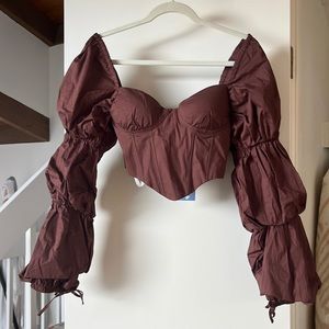 Brown crop top long sleeve XS shirt